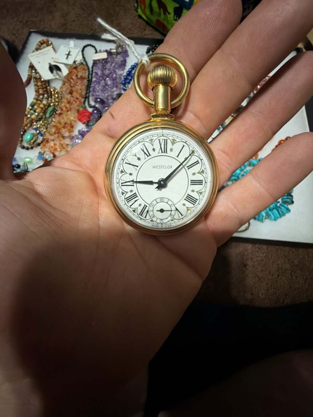 Westclox The Conductor Vintage Gold Tone Train Pocket Watch
